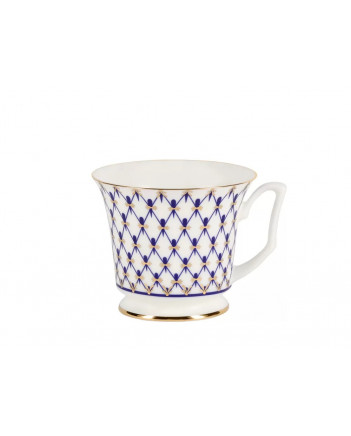 LOMONOSOV IMPERIAL BONE CHINA PORCELAIN TEA CUP YULIA COBALT NET 210 ml 7.1 fl.oz