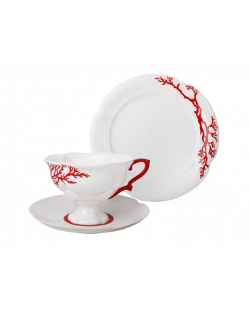 LOMONOSOV IMPERIAL BONE CHINA PORCELAIN TEA SET SERVICE NATASHA CORAL 20 items