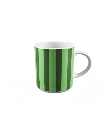 LOMONOSOV IMPERIAL PORCELAIN COFFEE LATTE HOT CHOCOLATE MUG GREEN STRIPES 370 ml 12.5 oz
