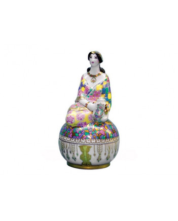 LOMONOSOV IMPERIAL PORCELAIN TREASURE JEWELERY BOX LADY IN BRIGHT SHAWL