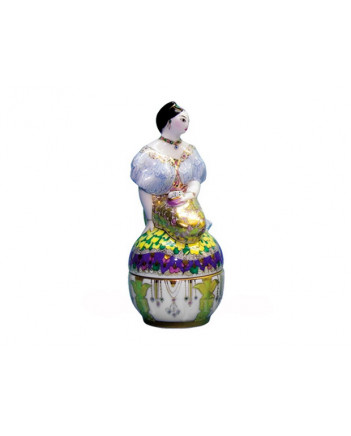 LOMONOSOV IMPERIAL PORCELAIN TREASURE JEWELERY BOX LADY IN GOLDEN DRESS