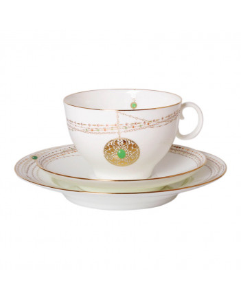LOMONOSOV IMPERIAL BONE CHINA PORCELAIN TEA SET SERVICE GOLDEN MEDALLION APPLE 20 items