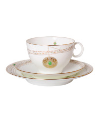 LOMONOSOV IMPERIAL BONE CHINA PORCELAIN TEACUP TRIO SET APPLE GOLDEN MEDALLION 160 ml/5.4 fl.oz