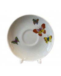 LOMONOSOV IMPERIAL PORCELAIN TEACUP AND SAUCER BANQUET SAFFRON BUTTERFLIES 220 Ml 7.4 Oz