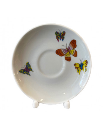 LOMONOSOV IMPERIAL PORCELAIN TEACUP AND SAUCER BANQUET SAFFRON BUTTERFLIES 220 Ml 7.4 Oz