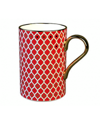 LOMONOSOV IMPERIAL BONE CHINA PORCELAIN COFFEE MUG IDYLL SCARLET v.2 400 Ml/14.1 Fl.Oz