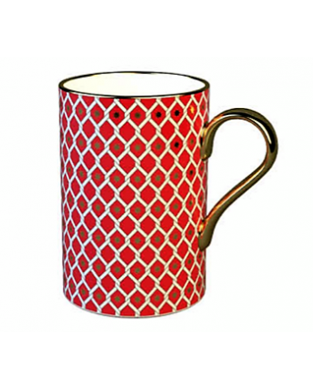 LOMONOSOV IMPERIAL BONE CHINA PORCELAIN COFFEE MUG IDYLL SCARLET v.2 400 Ml/14.1 Fl.Oz