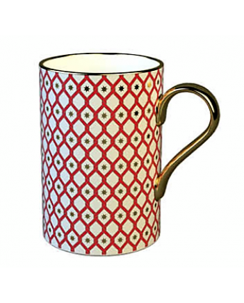 LOMONOSOV IMPERIAL BONE CHINA PORCELAIN COFFEE MUG IDYLL SCARLET v.1 400 Ml/14.1 Fl.Oz