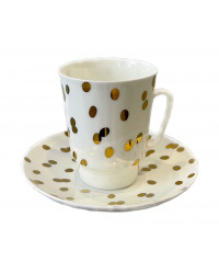 LOMONOSOV IMPERIAL BONE CHINA PORCELAIN ESPRESSO CUP MAY GOLDEN BALLS 165 ml 5.6 fl.oz