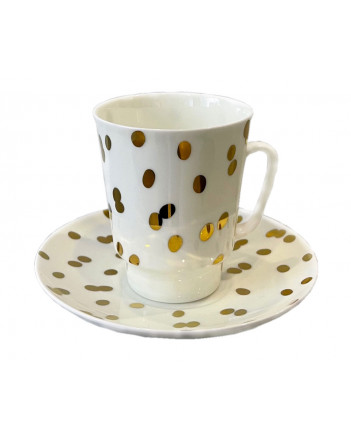 LOMONOSOV IMPERIAL BONE CHINA PORCELAIN ESPRESSO CUP MAY GOLDEN BALLS 165 ml 5.6 fl.oz