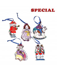  LOMONOSOV IMPERIAL PORCELAIN CHRISTMAS TREE DECORATION ORNAMENT SET NUTCKRACKER