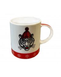 LOMONOSOV IMPERIAL PORCELAIN COFFEE LATTE HOT CHOCOLATE MUG ZODIAC TIGER Red 370 ml 12.5 oz