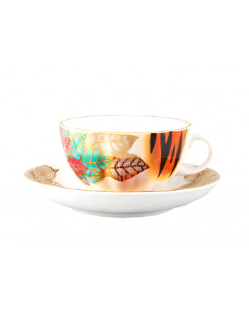  LOMONOSOV IMPERIAL PORCELAIN TEACUP AND SAUCER TULIP CHRISTMAS FLOWER POINSETTIA 250 ML/8.45 OZ