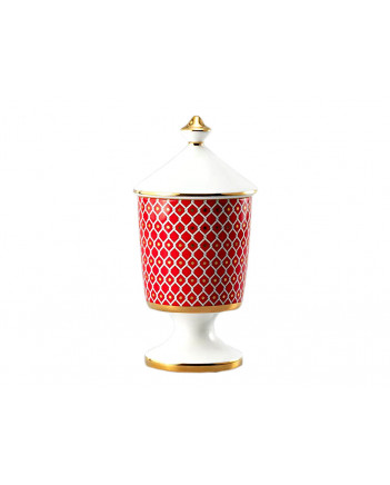 LOMONOSOV IMPERIAL BONE CHINA PORCELAIN CANDLE HOLDER SCARLET + AROMA CANDLE