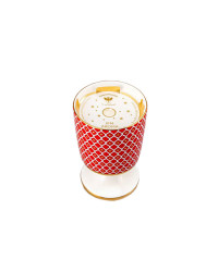 LOMONOSOV IMPERIAL BONE CHINA PORCELAIN CANDLE HOLDER SCARLET + AROMA CANDLE