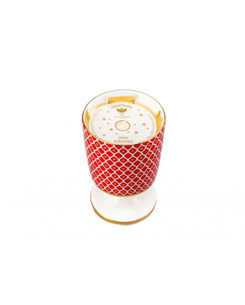 LOMONOSOV IMPERIAL BONE CHINA PORCELAIN CANDLE HOLDER SCARLET + AROMA CANDLE