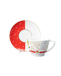  LOMONOSOV IMPERIAL PORCELAIN TEACUP AND SAUCER VEGA NEW YEAR 350 ML/11.8 OZ