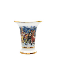 LOMONOSOV IMPERIAL PORCELAIN FLOWER VASE TANGO ON THE RED SQUARE EMPIRE 20 CM/8"