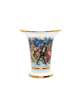 LOMONOSOV IMPERIAL PORCELAIN FLOWER VASE TANGO ON THE RED SQUARE EMPIRE 20 CM/8"
