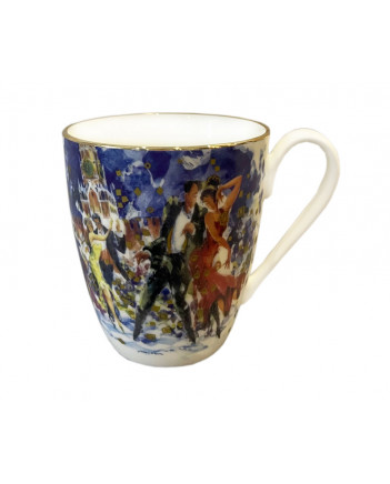 LOMONOSOV IMPERIAL BONE CHINA PORCELAIN COFFEE MUG TANGO ON THE RED SQUARE (2) 450 Ml 15.2 Oz