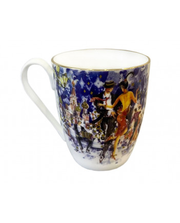 LOMONOSOV IMPERIAL BONE CHINA PORCELAIN COFFEE MUG TANGO ON THE RED SQUARE (1) 450 Ml 15.2 Oz