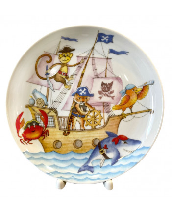 LOMONOSOV IMPERIAL PORCELAIN BABY SET 3PC: CUP, PLATE AND BOWL FUNNY PIRATES