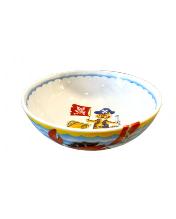 LOMONOSOV IMPERIAL PORCELAIN BABY SET 3PC: CUP, PLATE AND BOWL FUNNY PIRATES