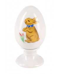 LOMONOSOV IMPERIAL PORCELAIN EASTER EGG ON STAND SUNNY BUNNY RABBIT