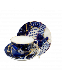  LOMONOSOV IMPERIAL PORCELAIN TEACUP TRIO TULIP BAIKAL 1