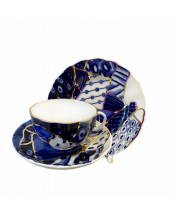  LOMONOSOV IMPERIAL PORCELAIN TEACUP TRIO TULIP BAIKAL 1