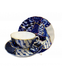  LOMONOSOV IMPERIAL PORCELAIN TEACUP TRIO TULIP BAIKAL 2