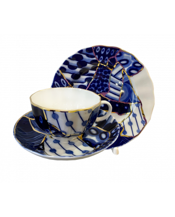  LOMONOSOV IMPERIAL PORCELAIN TEACUP TRIO TULIP BAIKAL 2