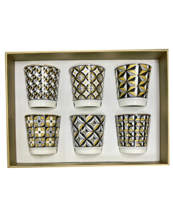 LOMONOSOV IMPERIAL PORCELAIN VODKA 6 SHOT SET IN GIFT BOX ELEGANT