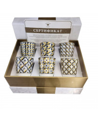 LOMONOSOV IMPERIAL PORCELAIN VODKA 6 SHOT SET IN GIFT BOX ELEGANT