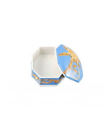 LOMONOSOV IMPERIAL PORCELAIN TREASURE JEWELERY BOX LEMUR BLUE