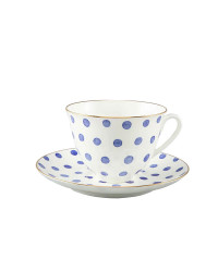 LOMONOSOV IMPERIAL BONE CHINA PORCELAIN TEACUP AND SAUCER SPRING MOOD POLKA DOT 230 ML/7.8 OZ
