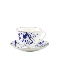 LOMONOSOV IMPERIAL BONE CHINA PORCELAIN TEACUP AND SAUCER SPRING MOOD SPLASH 230 ML/7.8 OZ
