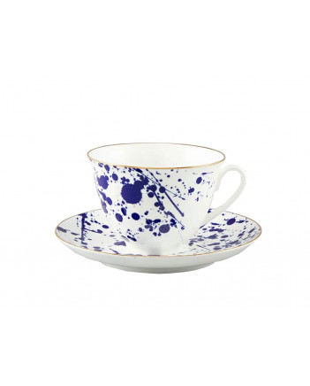LOMONOSOV IMPERIAL BONE CHINA PORCELAIN TEACUP AND SAUCER SPRING MOOD SPLASH 230 ML/7.8 OZ