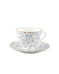 LOMONOSOV IMPERIAL BONE CHINA PORCELAIN TEACUP AND SAUCER SPRING MOOD GLARE 230 ML/7.8 OZ