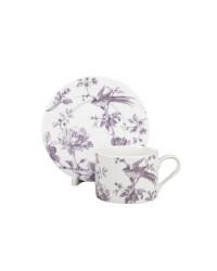 LOMONOSOV IMPERIAL PORCELAIN TEACUP AND SAUCER SOLO MONPLAISIR VIOLET 300 ml/10.1 fl.oz