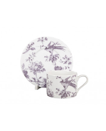LOMONOSOV IMPERIAL PORCELAIN TEACUP AND SAUCER SOLO MONPLAISIR VIOLET 300 ml/10.1 fl.oz