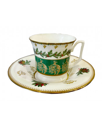 LOMONOSOV IMPERIAL BONE CHINA PORCELAIN TEA CUP YULIA FIR BRANCHES 210 ml 7.1 fl.oz