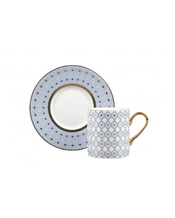 LOMONOSOV IMPERIAL BONE CHINA PORCELAIN COFFEE CUP AND SAUCER IDYLL AZURE v.1 100 Ml/3.4 Fl.Oz