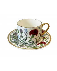 LOMONOSOV IMPERIAL BONE CHINA PORCELAIN TEACUP AND SAUCER IDYLL RABBIT ALICE GARDEN 250 ml/8.5 fl.oz