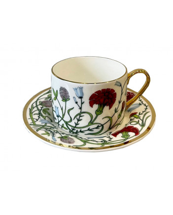 LOMONOSOV IMPERIAL BONE CHINA PORCELAIN TEACUP AND SAUCER IDYLL RABBIT ALICE GARDEN 250 ml/8.5 fl.oz