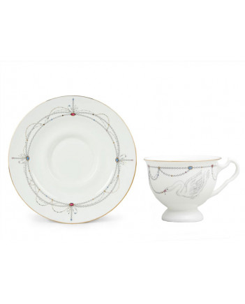 LOMONOSOV IMPERIAL BONE CHINA PORCELAIN ESPRESSO CUP AISEDORA SWAN LAKE #2 240 ml/8.1 fl.oz