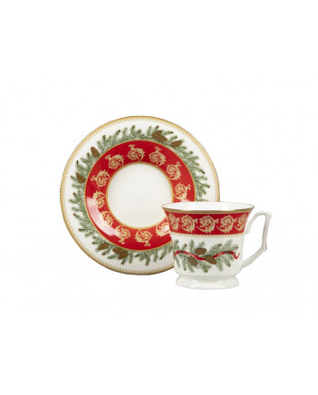LOMONOSOV IMPERIAL BONE CHINA PORCELAIN TEA CUP YULIA CHRISTMAS TEATIME 210 ml 7.1 fl.oz