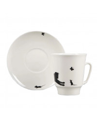 LOMONOSOV IMPERIAL BONE CHINA PORCELAIN ESPRESSO CUP MAY CATS AND MICE HUNTING 165 ml 5.6 fl.oz