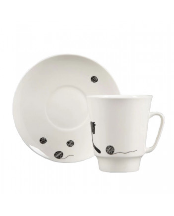 LOMONOSOV IMPERIAL BONE CHINA PORCELAIN ESPRESSO CUP MAY CATS AND MICE BALL 165 ml 5.6 fl.oz