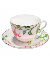 LOMONOSOV IMPERIAL BONE CHINA PORCELAIN TEACUP AND SAUCER SPRING DREAM GARDEN 230 ML/7.8 OZ